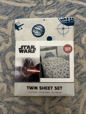 Star Wars Twin Bedding Set - Navy and White Galaxy Print